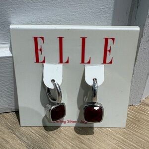 Elle Silver and Red Earrings